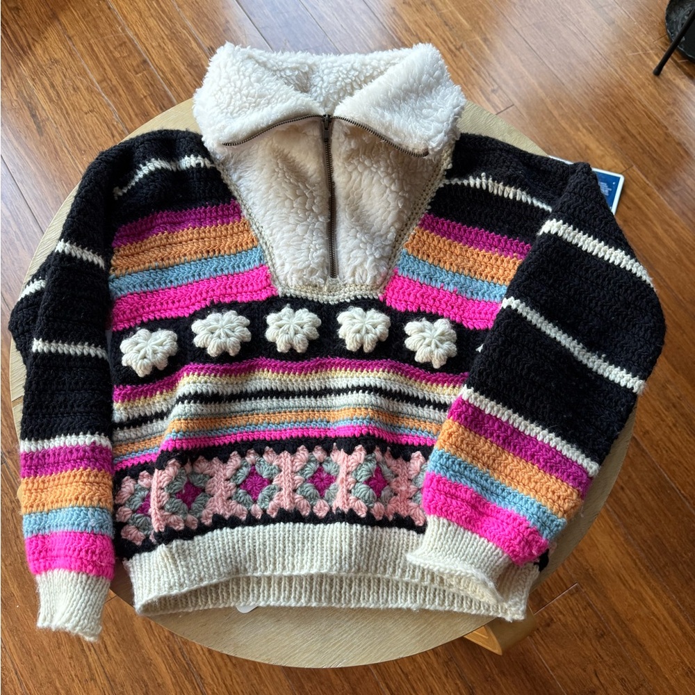 TACH Multicolor Patterned Cowl Sweater